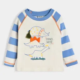 MiArcus Kids Blue & White Printed Full Sleeves T-Shirt with Pyjamas image 4