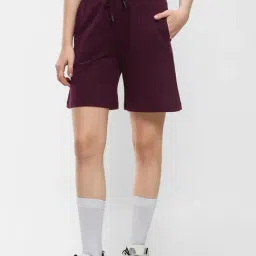 Bewakoof Maroon Cotton Regular Fit Shorts-image-0