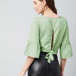 chimpaaanzee Chimpanzee Green & Black Printed Crop Top image 2