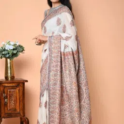 BEATITUDE White Modal Silk Kashmiri Weaving Saree image 2