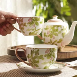 Pure Home and Living Pink Printed Tea Cups & Saucers - Set of 2 image 2