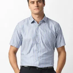 Van Heusen Blue Cotton Regular Fit Striped Shirt-picture-31
