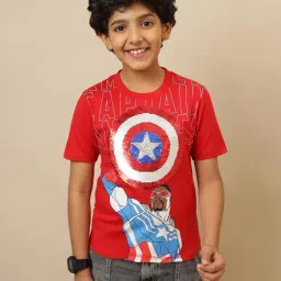 Kidsville Boys Red Cotton Printed T-Shirt-image-15
