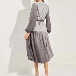 Styli Grey Printed A-Line Dress image 2