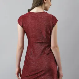 Latin Quarters Maroon Textured A Line Dress image 2