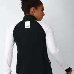 Reebok Black & White Cotton Color-Block Sports Jacket image 2