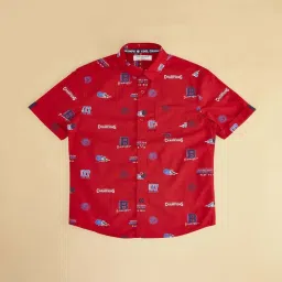 Pantaloons Junior Red & Blue Cotton Printed Shirt image 2