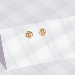P.N.Gadgil Jewellers 14k Yellow Gold Petals in Symmetry Diamond Stud Earrings image 2