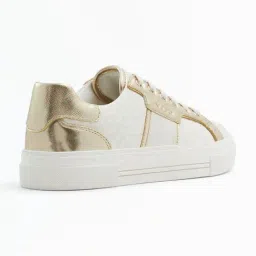 Aldo Women's White & Gold Sneakers image 5