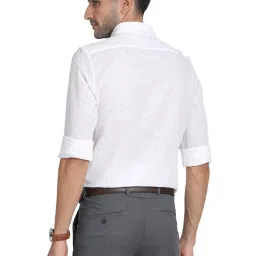 Turtle White Cotton Linen Slim Fit Printed Shirts image 2