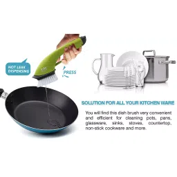 iLife 3 in 1 Heavy Duty Scrub Brush Soap Dispenser for Kitchen Walls Tile Pot Sink and Dish Cleaner image 4