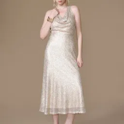Kazo Gold Embellished Midi Dress image 5