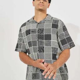 Styli Black Relaxed Fit Checks Shirt-picture-24