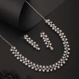 Anouk Rhodium-Plated Cubic Zirconia Stone Studded Jewellery Set-picture-38