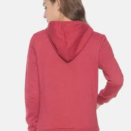Campus Sutra Red Full Sleeves Hooded Sweatshirt image 2