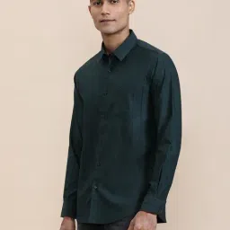 Crocodile Green Polyester Striped Regular Fit Shirt image 4