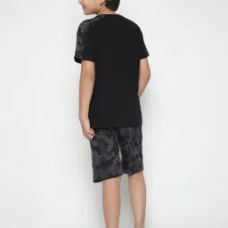 Lil Tomatoes Kids Black & Grey Camouflage T-Shirt with Shorts image 2