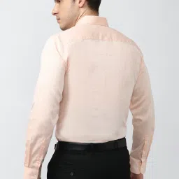 Peter England Peach Slim Fit Printed Cotton Shirt image 2