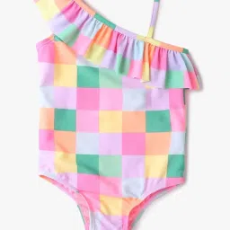 GAP Girls Multi Color Checked Swimsuit image 2