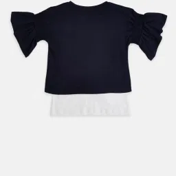 Pantaloons Junior Navy & White Graphic Print T-Shirt with Inner image 2