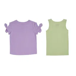 Pantaloons Junior Lavender & Light Green Printed Top with Inner image 2