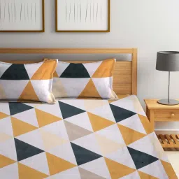 Klotthe Geometric Multicolor 300 TC Cotton King Bedsheet with 2 Pillow Covers image 2