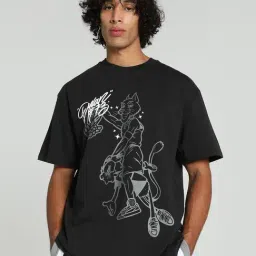 Puma DYLAN Black Cotton Regular Fit Printed Sports T-Shirt-image-39