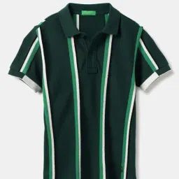 United Colors of Benetton Kids Green Cotton Striped Polo T-Shirt-picture-42