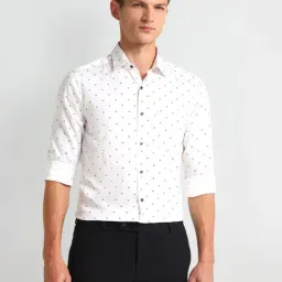 Arrow White Cotton Slim Fit Printed Shirt-image-52