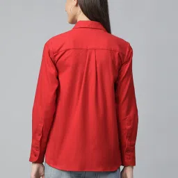 Hancock Red Cotton Solid Shacket image 2