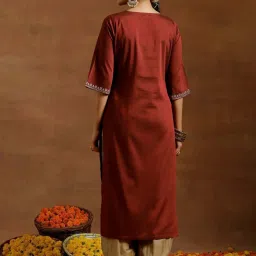 gerua by libas Libas Brown Embroidered Straight Kurta image 2