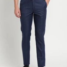 Turtle Blue Ultra Slim Fit Chequered Trousers-picture-36