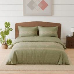 Spaces Minimal Moons Light Grey Cotton Printed 144 TC Double Bedsheet with 2 Pillow Covers-picture-43