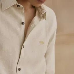 Andamen Khaki Linen Regular Fit Solid Shirt image 5