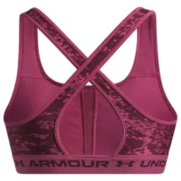 Under Armour Red Non-Wired Padded Medium Support Crossback Printed Sports Bra image 4