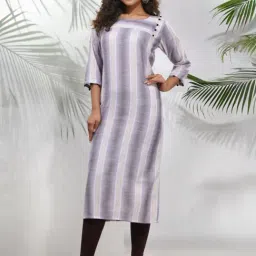 CHARUKRITI Grey Cotton Striped Straight Kurta-picture-18