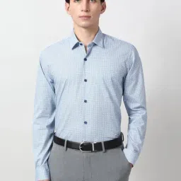 Peter England Blue Cotton Regular Fit Printed Shirt-picture-17