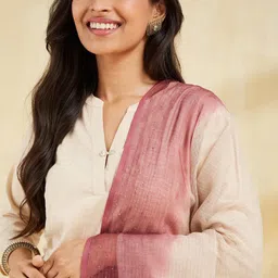 Fabindia Abstract Dyed Beads And Stones Cotton Silk Dupatta image 3