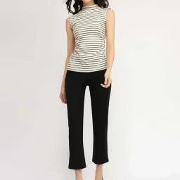 Fablestreet Black & White Striped Knit Top image 5