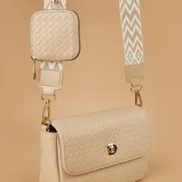 Code by Lifestyle Beige Sling Handbag-picture-33