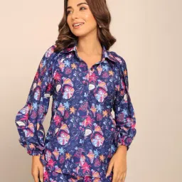 KAORI BY SHREYA AGARWAL Blue Georgette Floral Long Sleeves Shirt-image-33