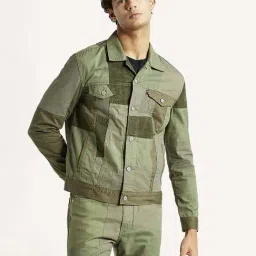 Levi's Green Cotton Regular Fit Patchwork Jacket image 3