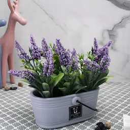 TAYHAA White 1 Pieces Hanging Lavender Artificial Plant With Pot-picture-17