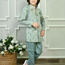 ahhaaaa Boys Self Design Jodhpuri Kurta with Trousers image 2