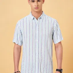 Byford By Pantaloons Blue Grotto Regular Fit Striped Shirt-picture-40