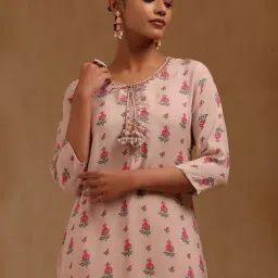 Soch Peach Muslin Floral Kurti image 5