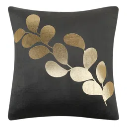 HOSTA HOMES Grey & Gold-Toned Set of 5 Floral Velvet Square Cushion Covers image 3