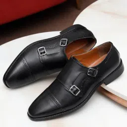 Louis Stitch Men's Black Monk Shoes-image-53