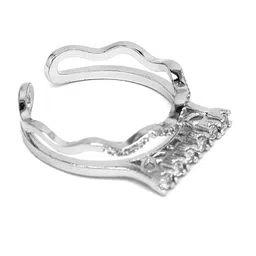 Shining Diva Fashion Platinum-Plated Silver CZ-Studded Finger Ring image 5