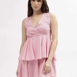 Elle Pink Printed Wrap Dress-picture-17